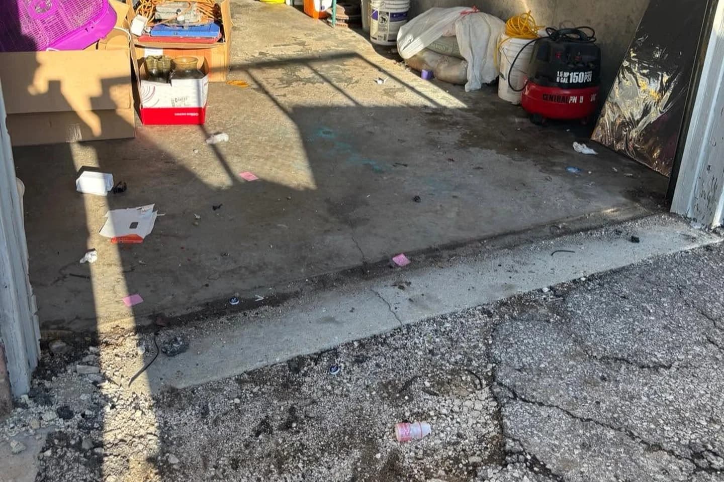 The same garage entrance cleared after cleanout